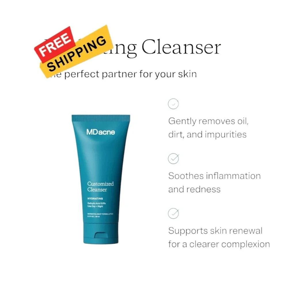 MDacne Hydrating Facial Cleanser & Moisturizer Salicylic Acid .5% Acne Treatment